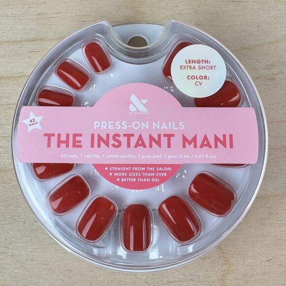 Olive & June The Instant Mani Nails EXTRA SHORT CV RED Press On - Picture 1 of 2